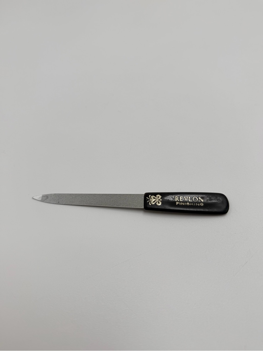 Vintage Revlon Finishing Nail File Emery Board Black Gold Manicure Beauty